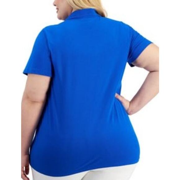 Tommy Hilfiger Plus Size Short Sleeve Polo Shirt in Cerulean Blue - Picture 2 of 2